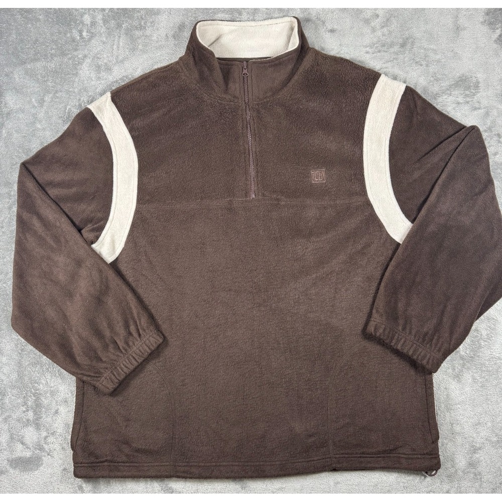 VTG Wilson Quarter Zip Fleece Pullover Sweater Brown Cream Mens Size L RN63306